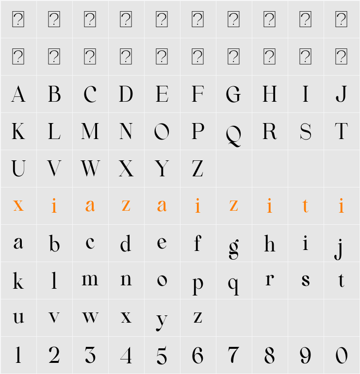 Beautiful Comethrue Medium Ultra Condensed 字符映射表