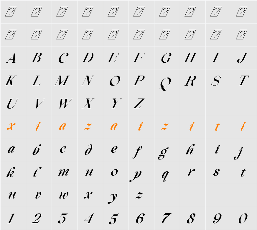 Beautiful Comethrue Demi Bold Condensed 字符映射表