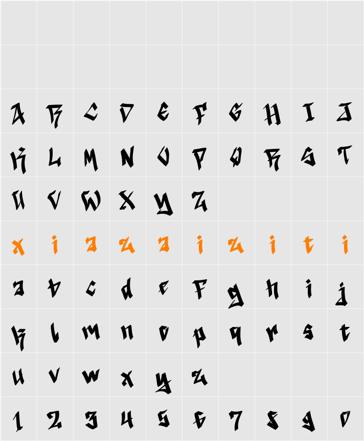 Black Town Demo 字符映射表