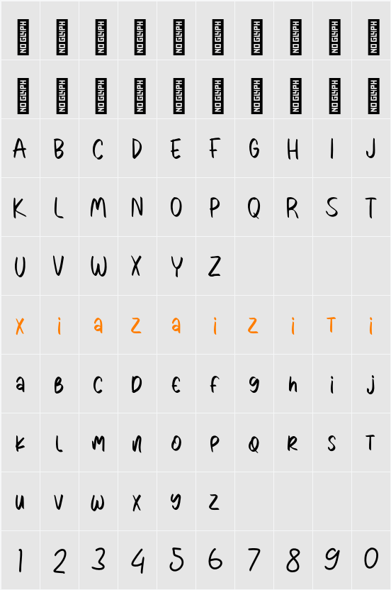 Bonali Personal Use 字符映射表