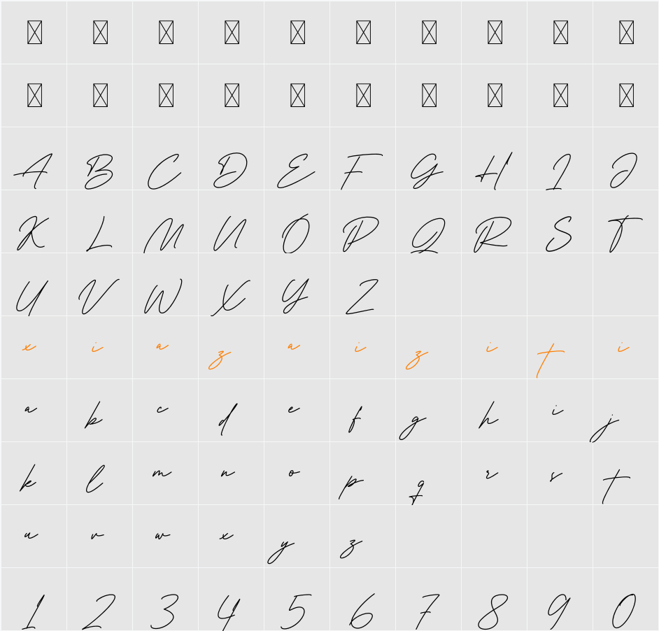 Brigitte Holmes 字符映射表