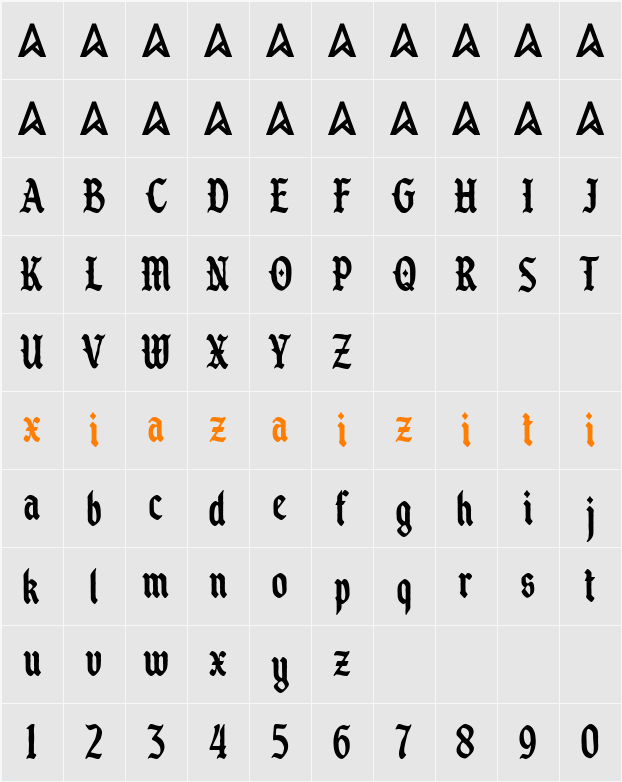 Black Takora 字符映射表