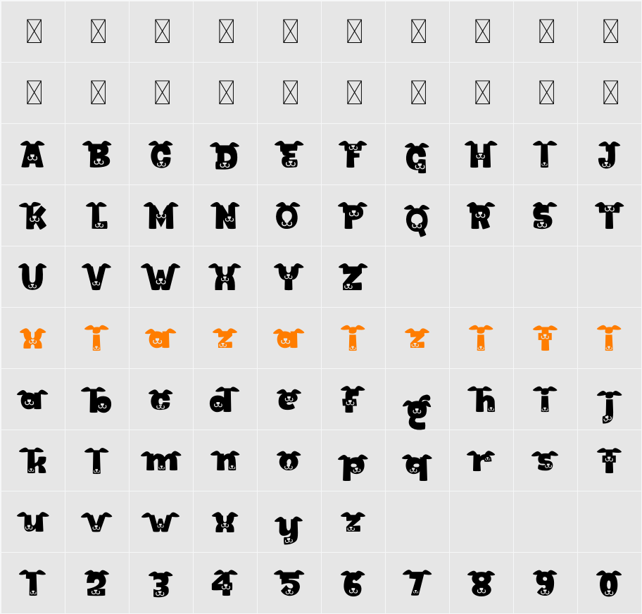 Bark Type Dog Ear 字符映射表
