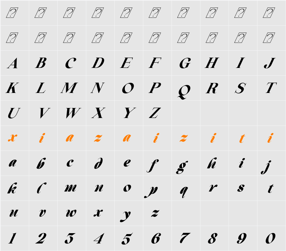 Beautiful Comethrue Heavy 字符映射表