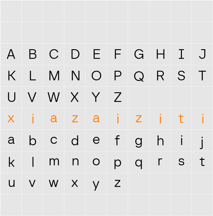 Baru Sans Demo Light 字符映射表