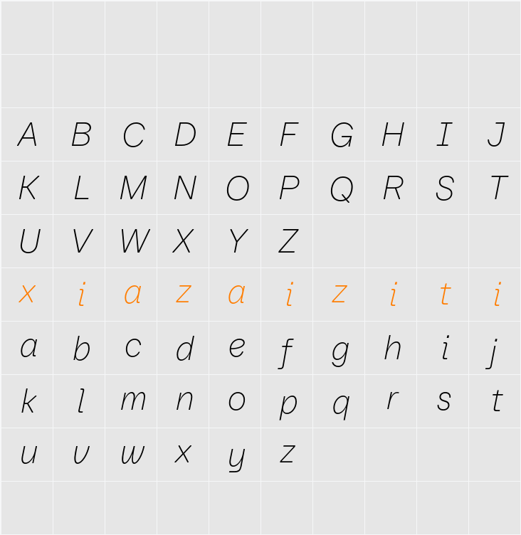 Baru Sans Demo Thin 字符映射表