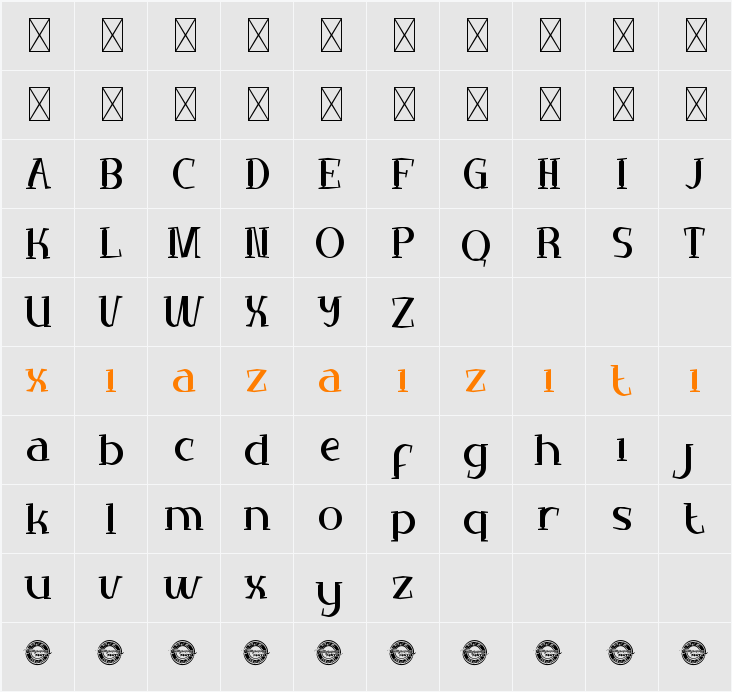 BlackRollDemo 字符映射表