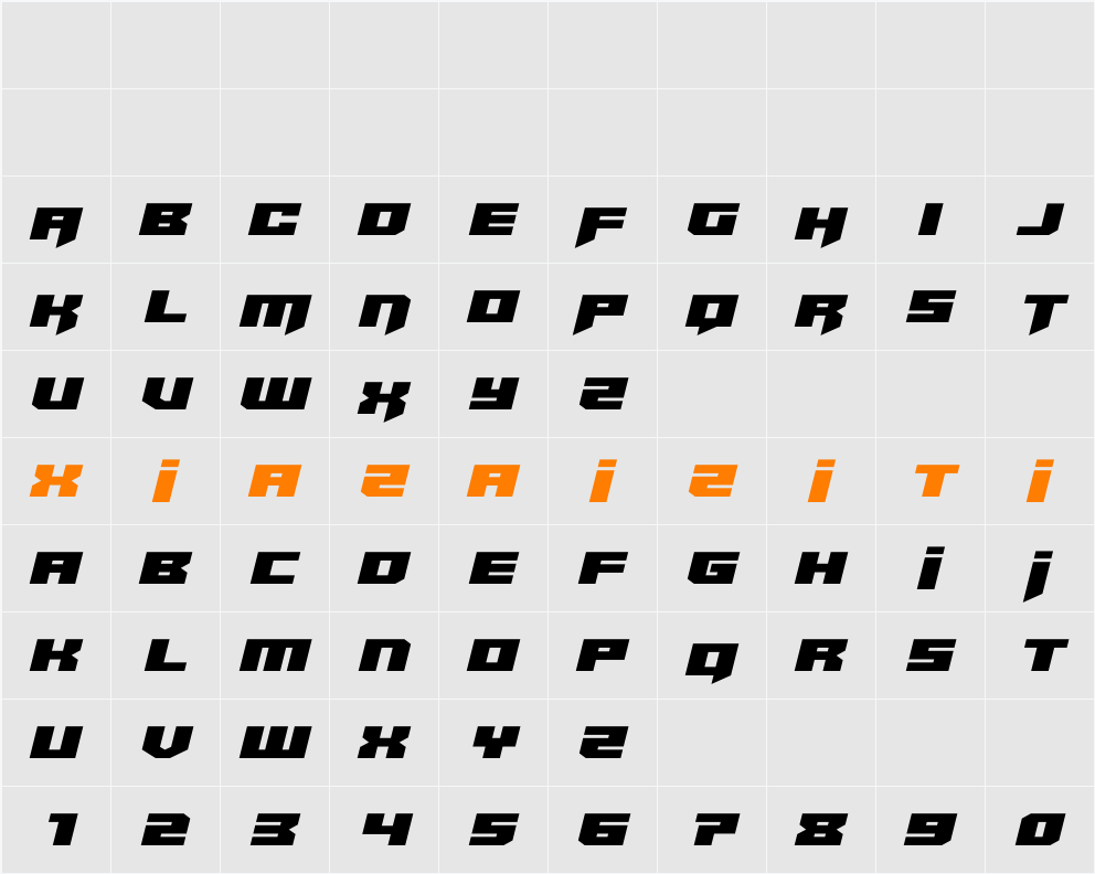 Bridge OFFicer Semi-Straight 字符映射表