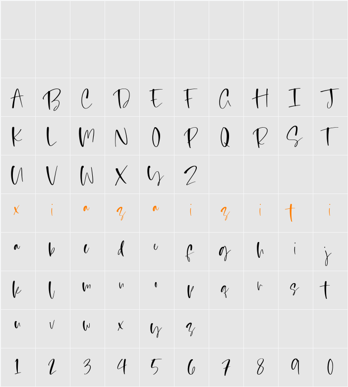 Blessed Primrose 字符映射表