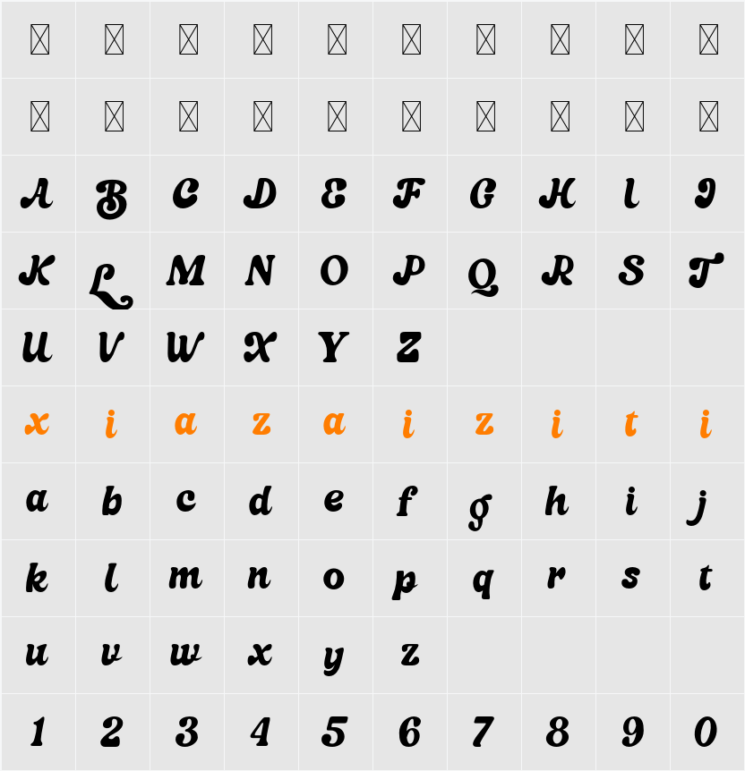 Bright Live 字符映射表