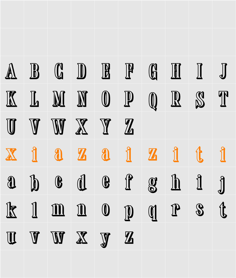 Benida 3D Demo rudeRight 字符映射表