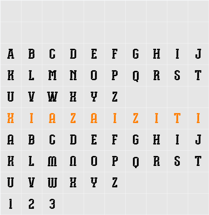 Bagor Bunul DEMO 字符映射表