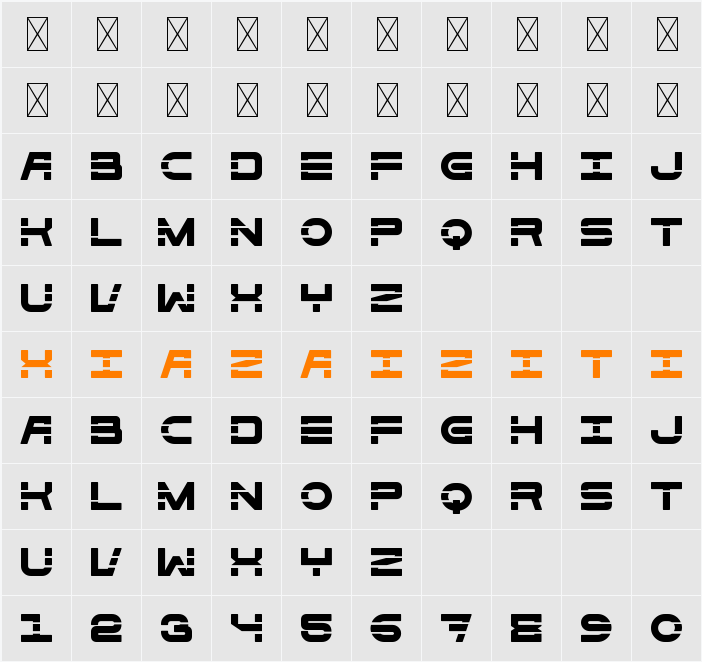 Bold Brick Two 字符映射表