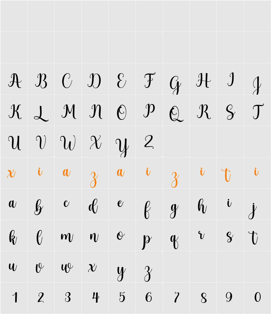 Blustina 字符映射表