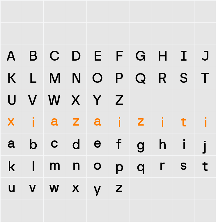 Baru Sans Demo Med 字符映射表