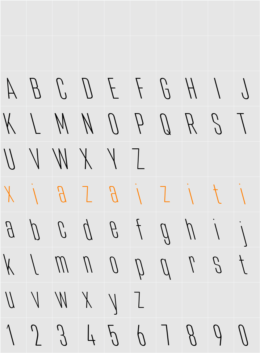 Bilgen Demo Light 字符映射表