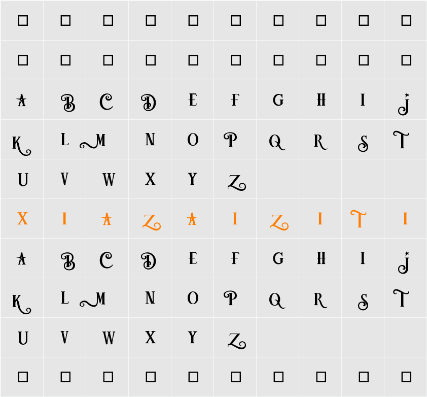 Blitzendemo 字符映射表
