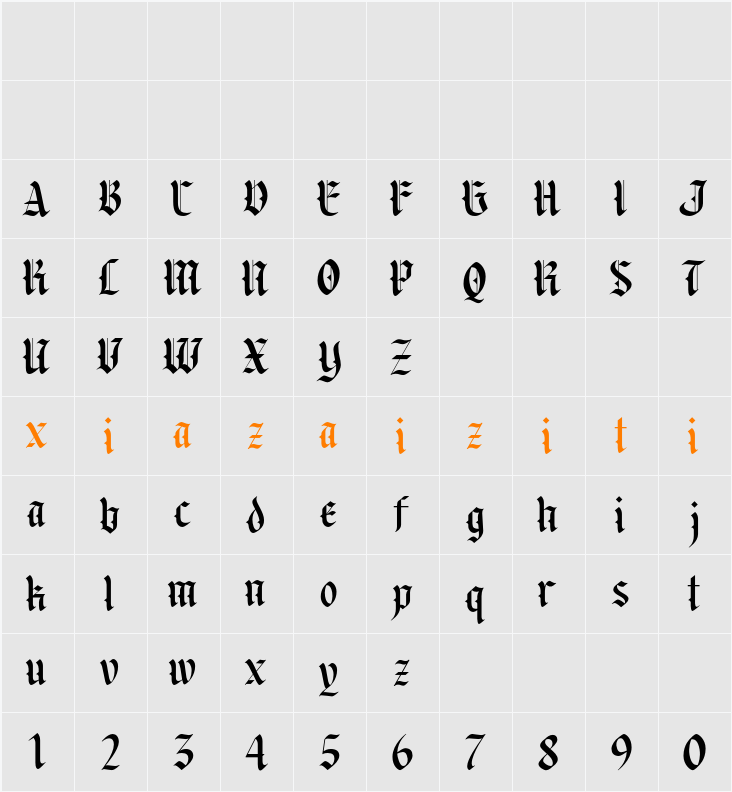 Backrows Blackletter 字符映射表