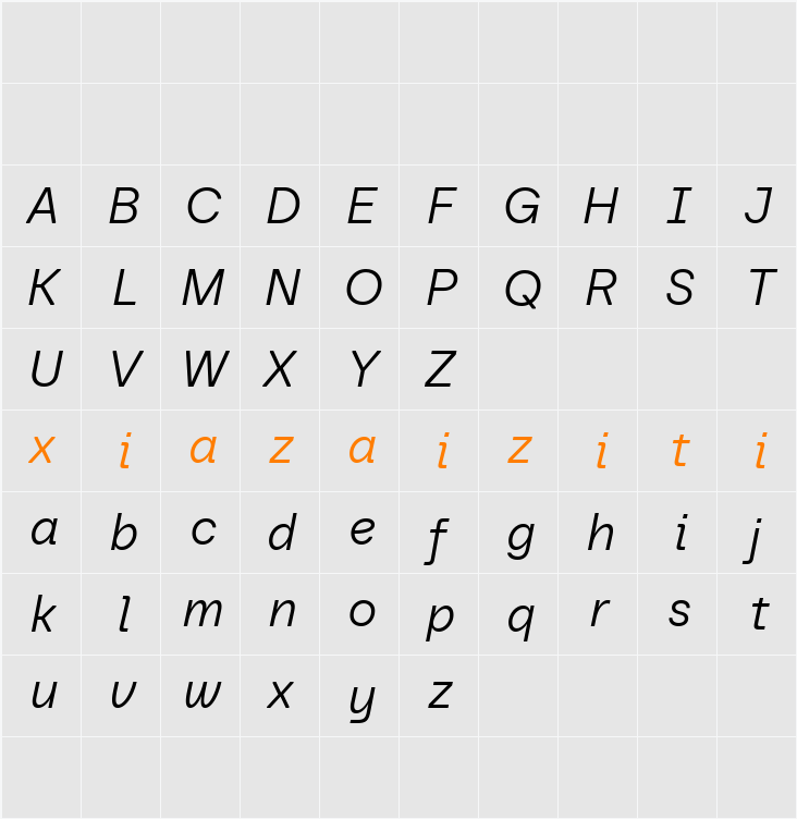 Baru Sans Demo Light 字符映射表