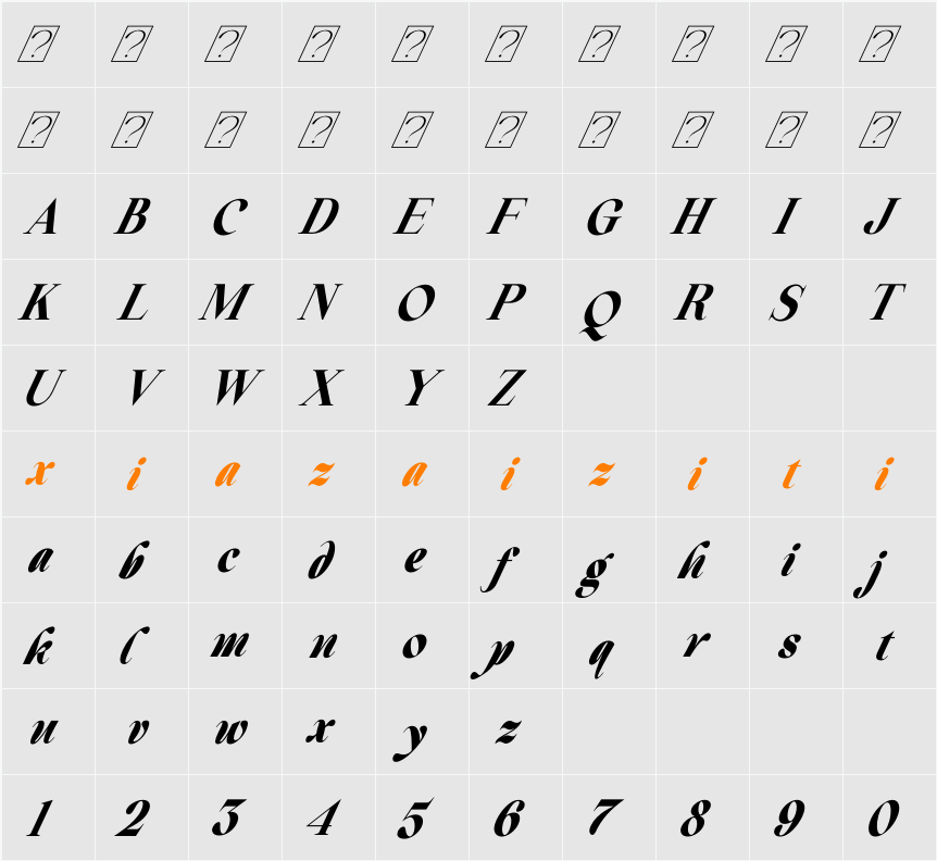 Beautiful Comethrue Heavy Ultra Condensed 字符映射表