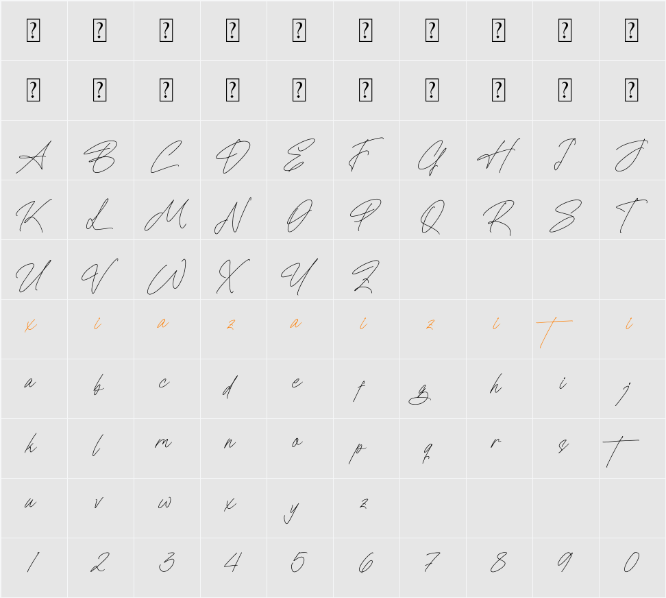 Borgastovy 字符映射表