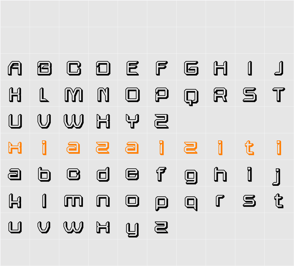 Bafline Extrude Right Demo 字符映射表
