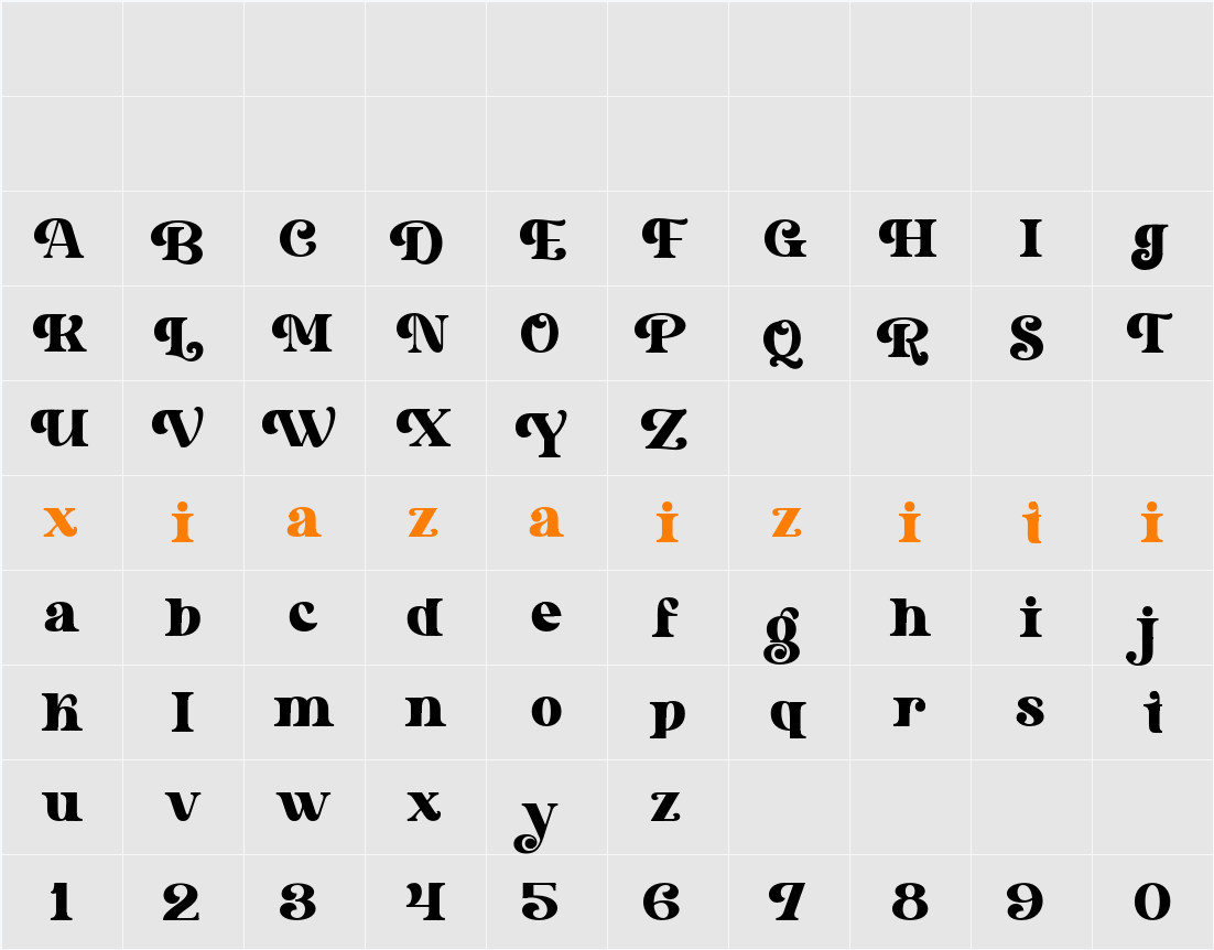 Bricela 字符映射表