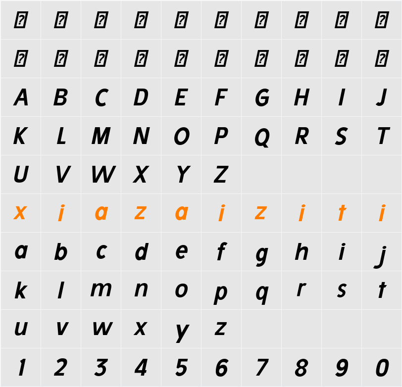 Avita Black Ita 字符映射表