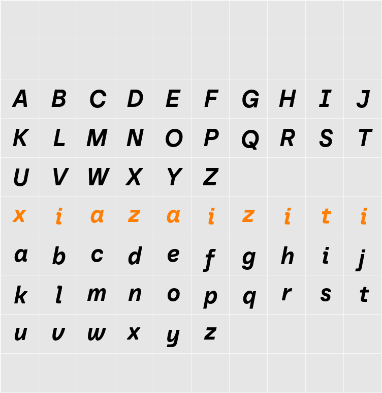 Baru Sans Demo Bold 字符映射表