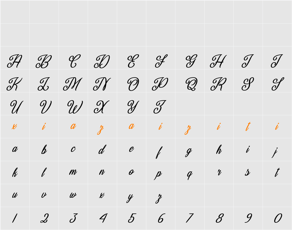 Beautiful Christmas 字符映射表