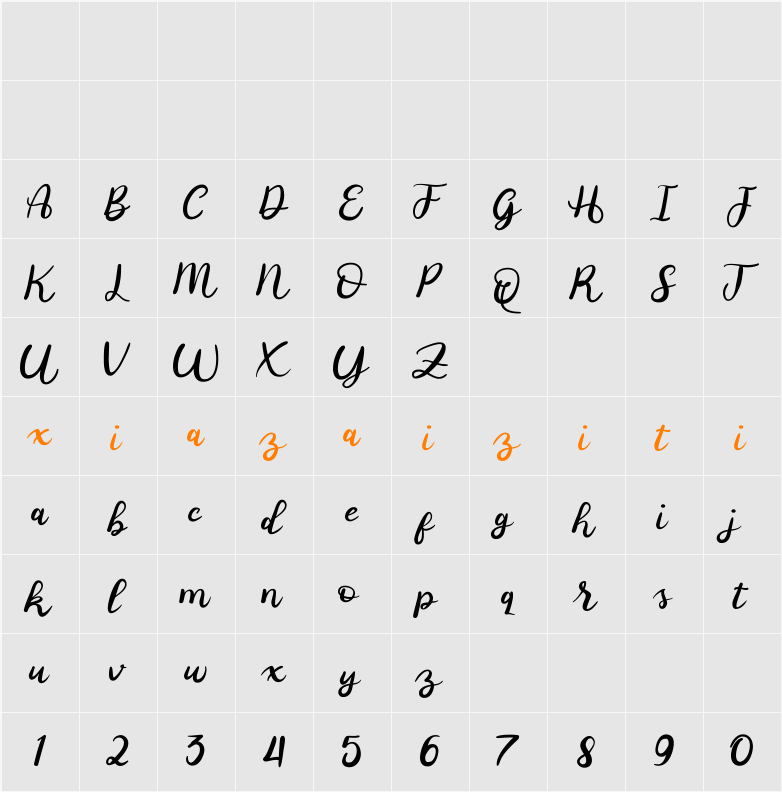 BlissfulCurl-Demo 字符映射表