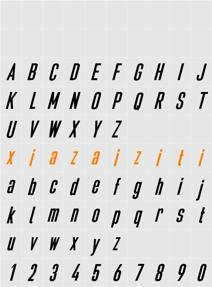 Bilgen Demo Black 字符映射表