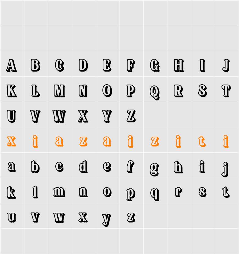 Badoney Extrude Right Demo 字符映射表