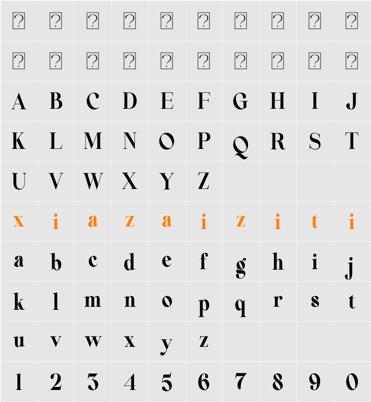 Beautiful Comethrue Ultr Bold Ultra Cond 字符映射表