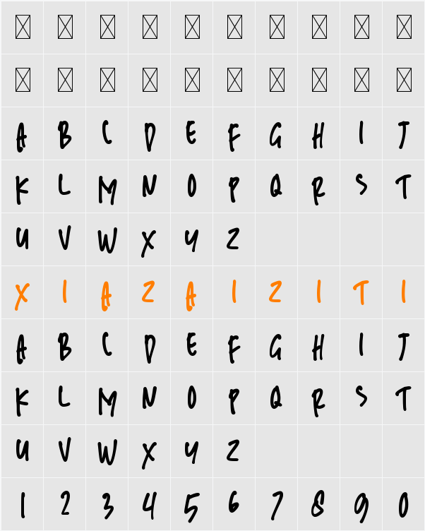 Boxider Demo 字符映射表