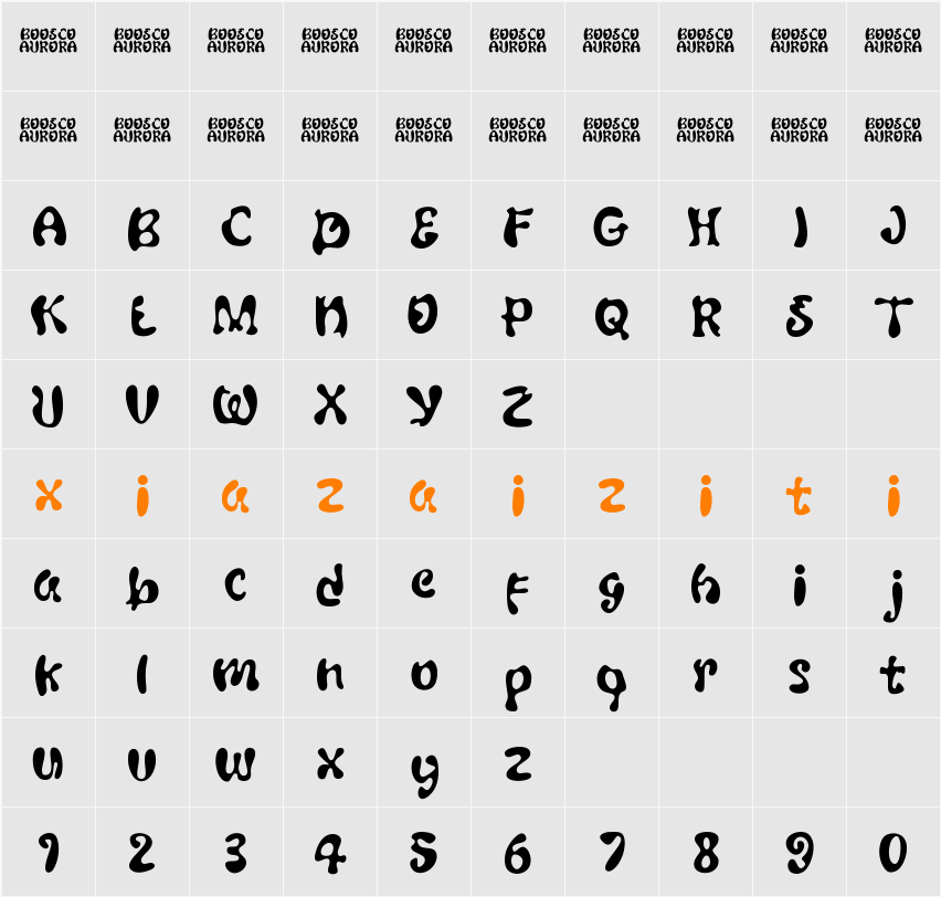 Boosco Aurora 字符映射表
