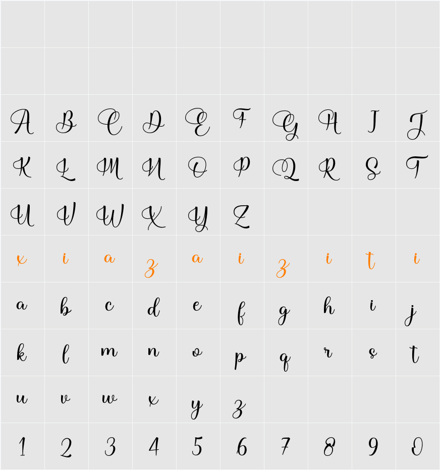 Belia Anestasha 字符映射表