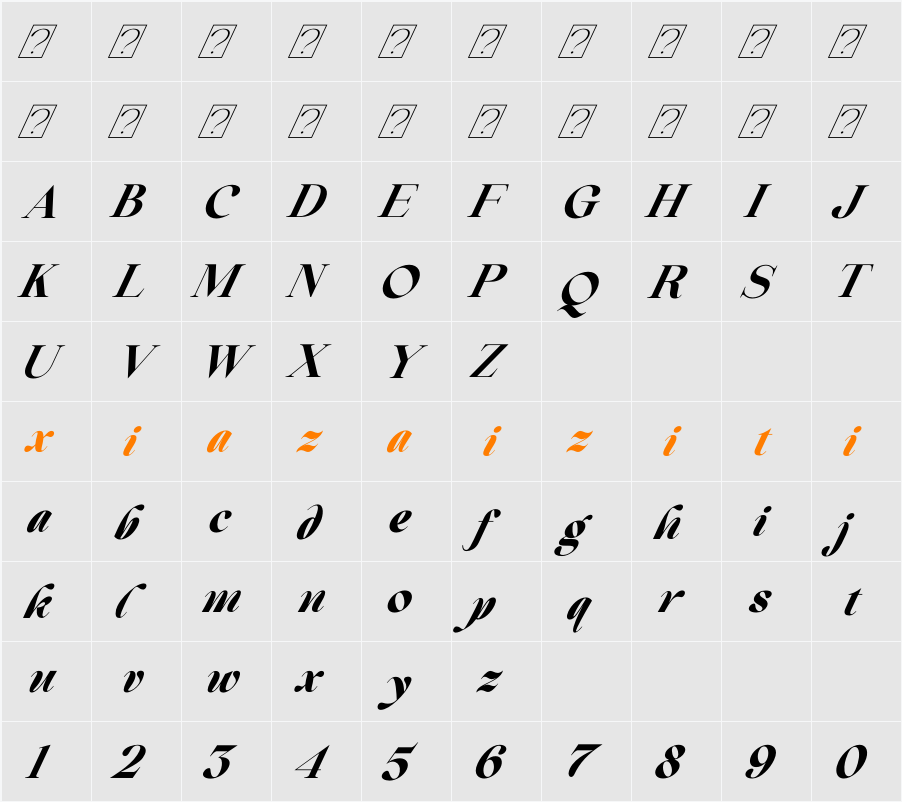 Beautiful Comethrue Ultra Bold 字符映射表