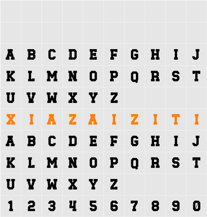 Baseball Club Solid 字符映射表