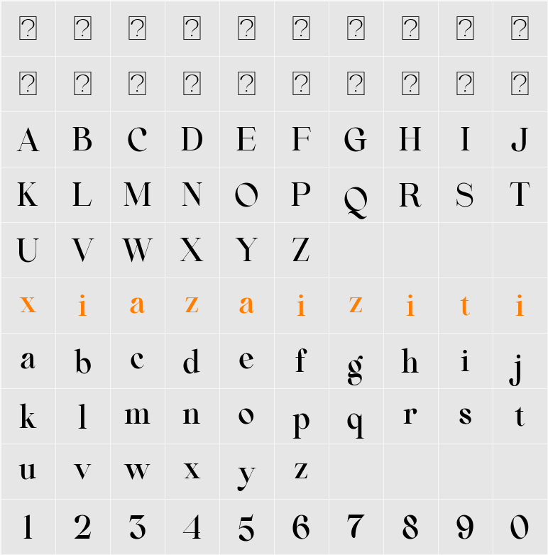 Beautiful Comethrue Demi Bold Condensed 字符映射表