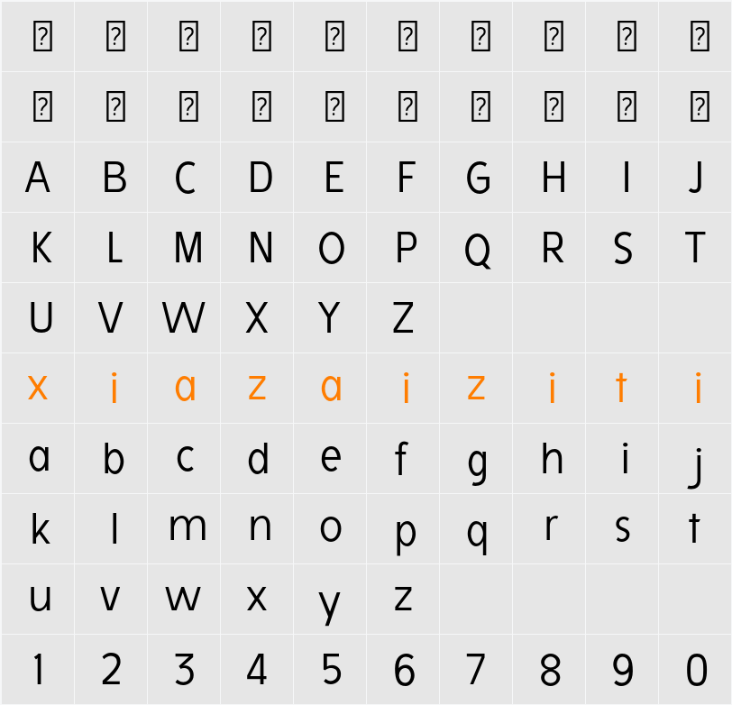 Avita Light 字符映射表
