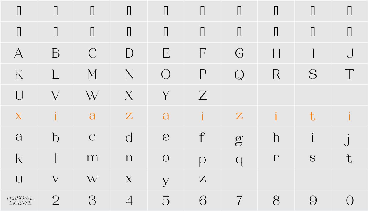 Brilliant Grunge Demo 字符映射表