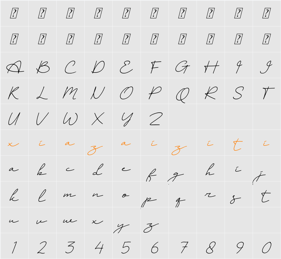 Batelga Italic 字符映射表