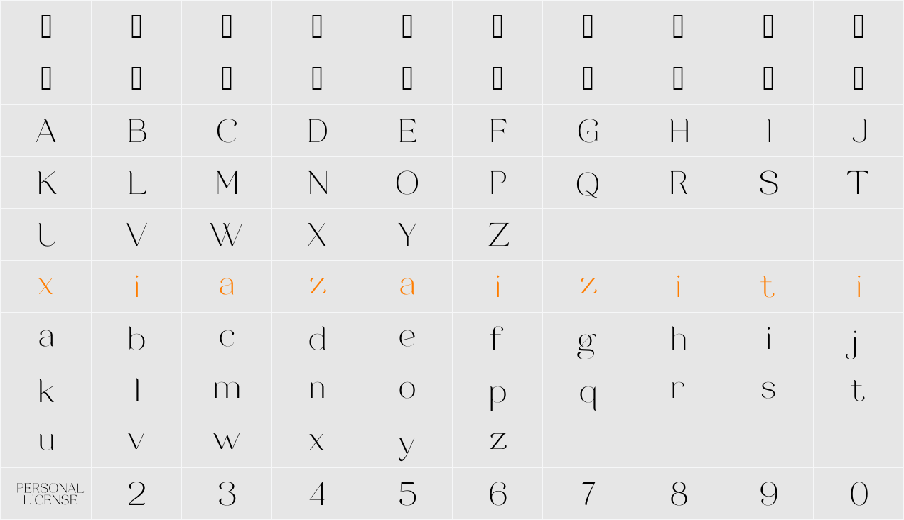 Brilliant Grunge Demo 字符映射表