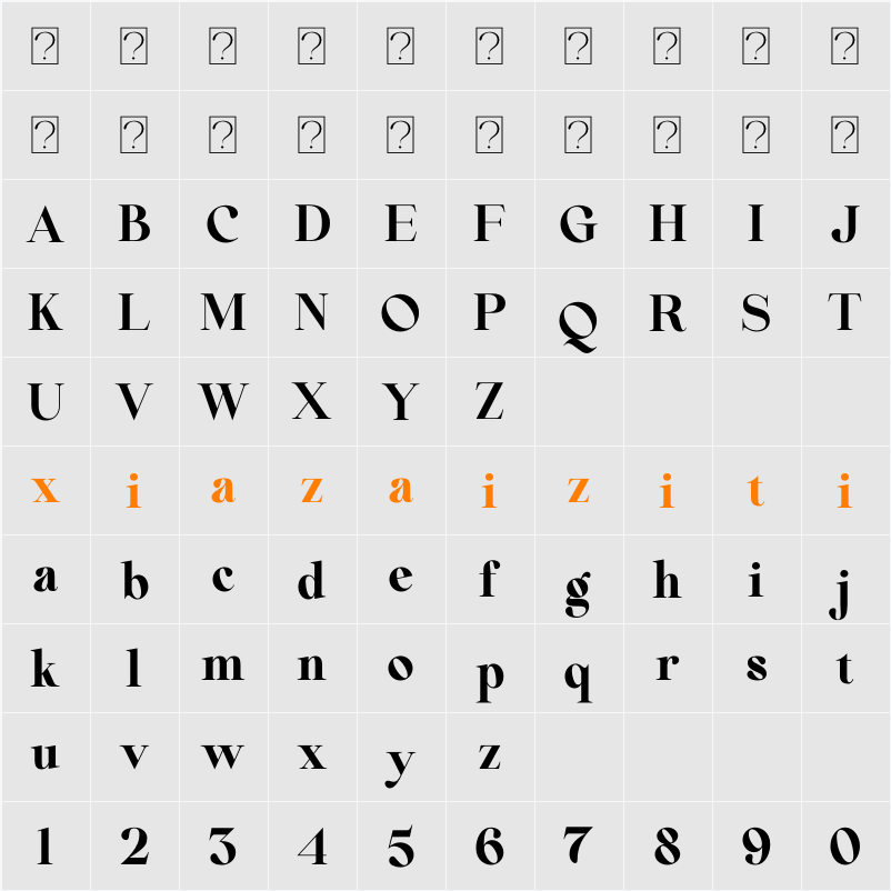 Beautiful Comethrue Ultra Bold 字符映射表