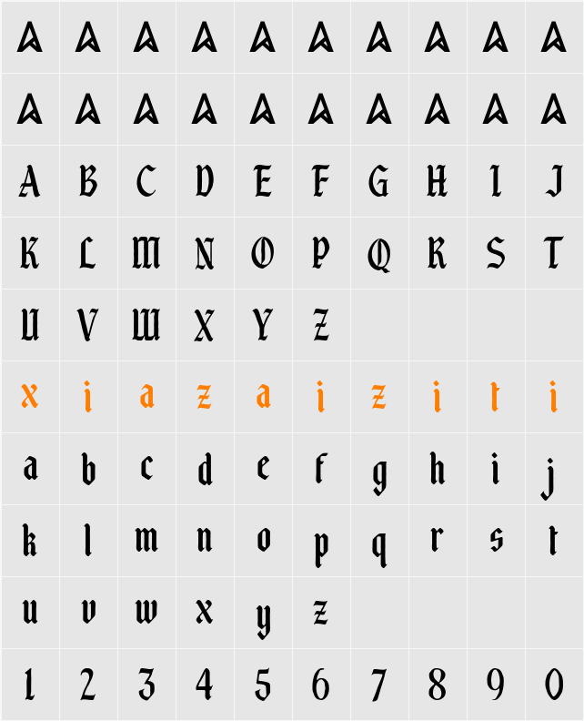 Black Jet Plane 字符映射表