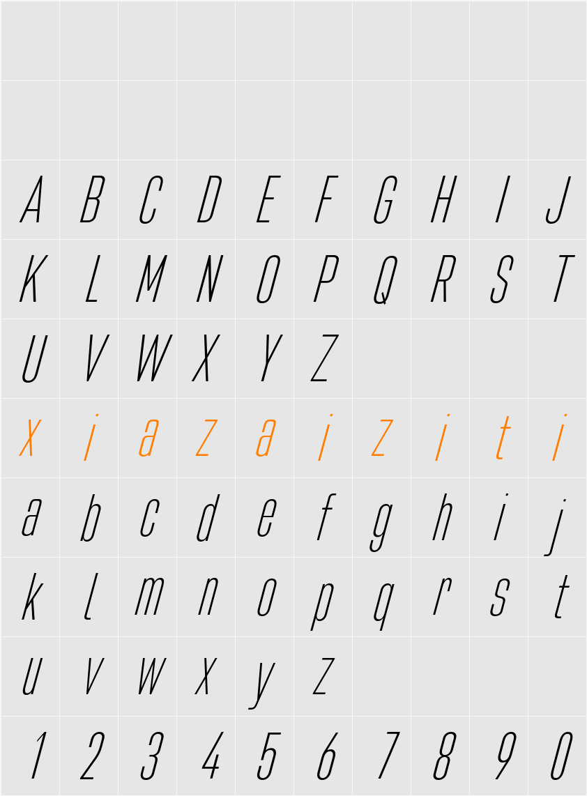 Bilgen Demo Light 字符映射表