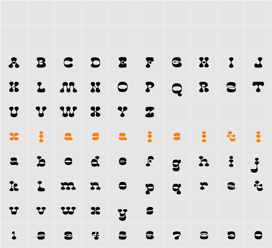 Barno Wooly DEMO 字符映射表
