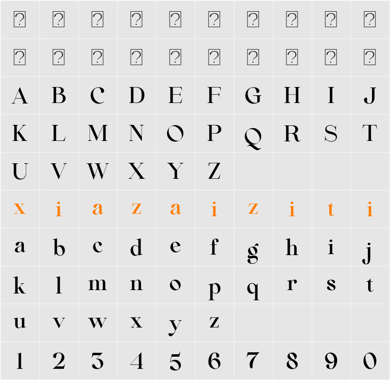 Beautiful Comethrue Demi Bold 字符映射表