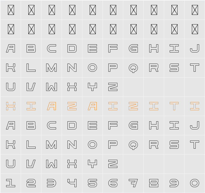 Bold Brick Seven 字符映射表